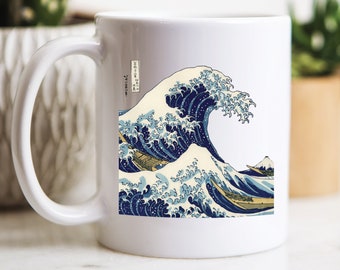 Mug Céramique La Grande Vague De Kanagawa & Mont Fuji - Art Japonais Hokusai | 325 Ml, Lavable Machine, Avec Boîte