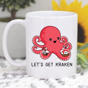 Let&#39;s Get Kraken Old Ships Coffee Mug, Octopus Gifts, Octopus Mug, Funny Octopus and Ocean Gift