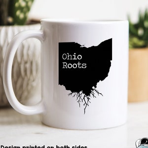 Mug Ohio Roots, cadeaux de l'Ohio, art de l'Ohio, tasses de l'Ohio, tasse à café de l'Ohio, cadeau de la carte de l'état de l'Ohio