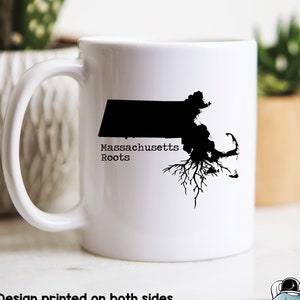 Massachusetts Roots Coffee Mug, Massachusetts Gifts, Massachusetts Mugs, State Map MA Gift, Massachusetts Art