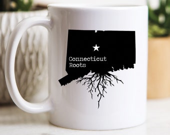 Connecticut Roots Mug, Connecticut Mug, Connecticut Gift, State Map CT Gift, Connecticut Coffee Mugs, Connecticut Art
