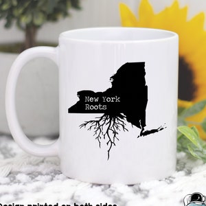 Tasse à café New York Roots, cadeaux New York, art new-yorkais, carte de l'état de New York cadeau