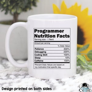 Taza de café con nutrición para programadores, regalos de codificación, regalos para desarrolladores, regalo divertido de codificación informática, taza de café con codificación