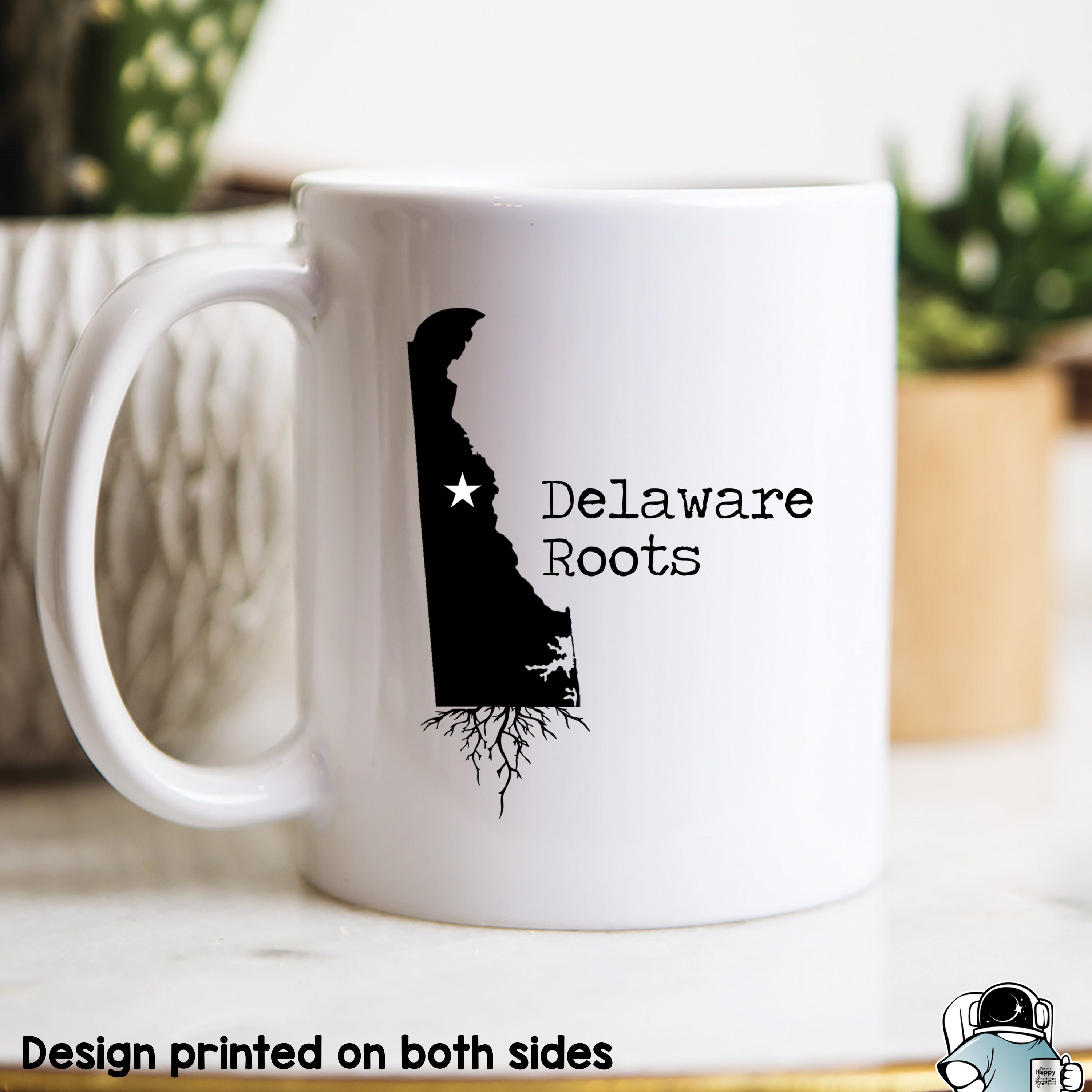Delaware Roots Mug, Delaware Coffee Mug, State Map DE Gift, Delaware Mugs, Delaware Gifts, Delaware Art