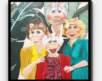 Golden Girls Piggies #1 framed.