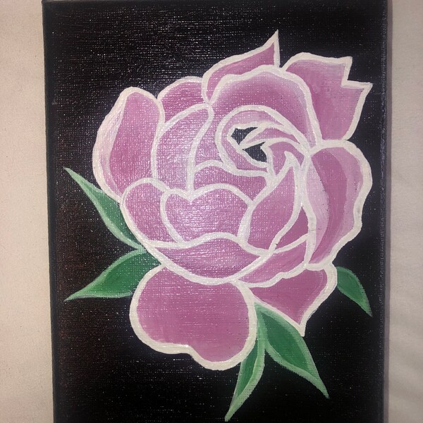 Peinture acrylique pivoine 5x7