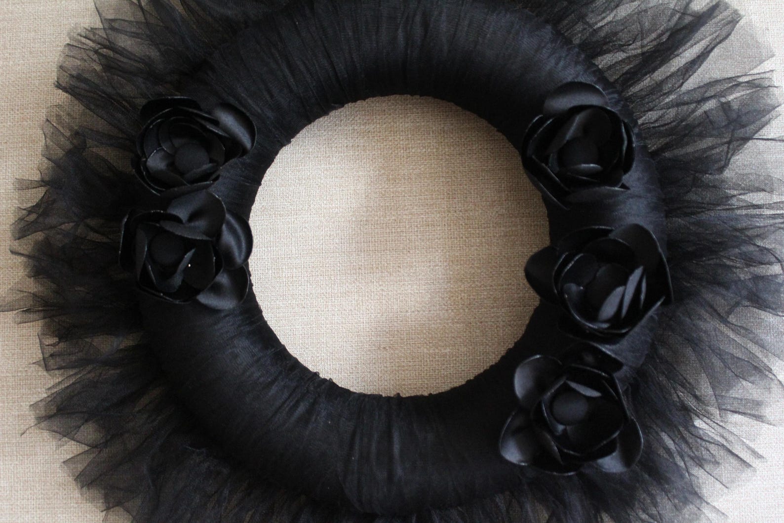 Black Wreath, Mourning Grief Wreath, Funeral Wreath, Indoor Decor