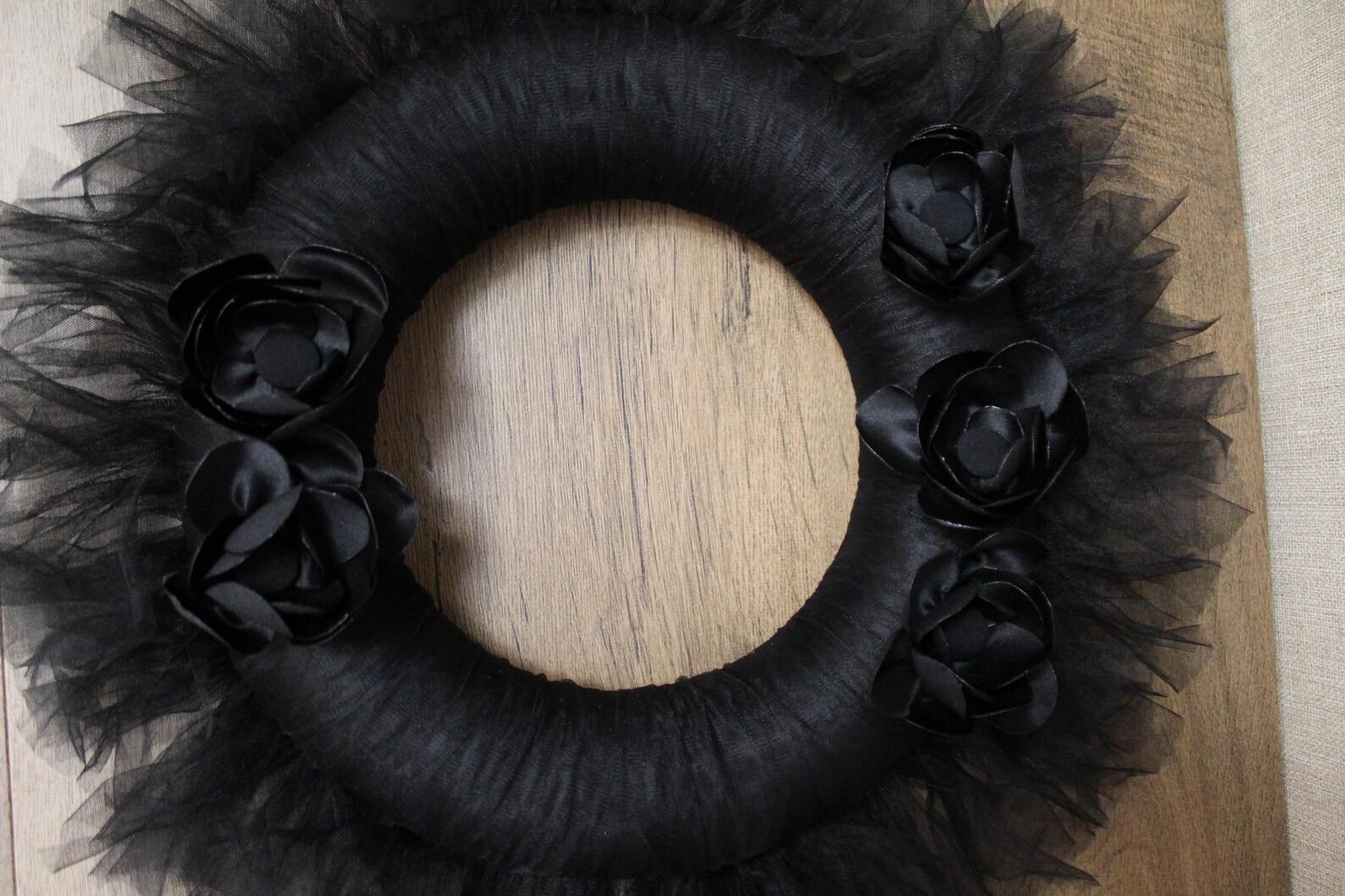 Black Wreath, Mourning Grief Wreath, Funeral Wreath, Indoor Decor