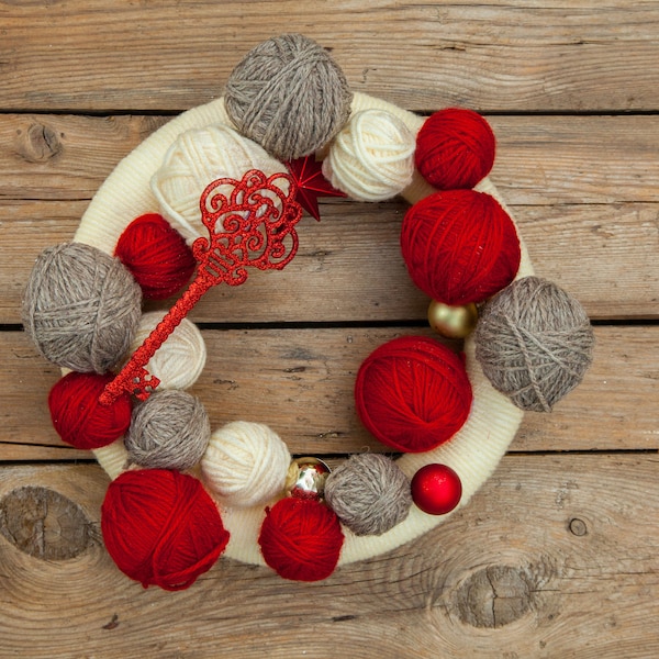 Couronne de boules de fil de Noël, décor de maison de Noël brillant, cadeau de Noël élégant, Noël lunatique, guirlande de couleurs de Noël