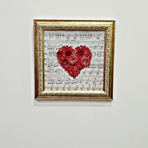 Notes Wall Hanging, Red Wall Decor, Heart Shaped Decor, Music Decor ...