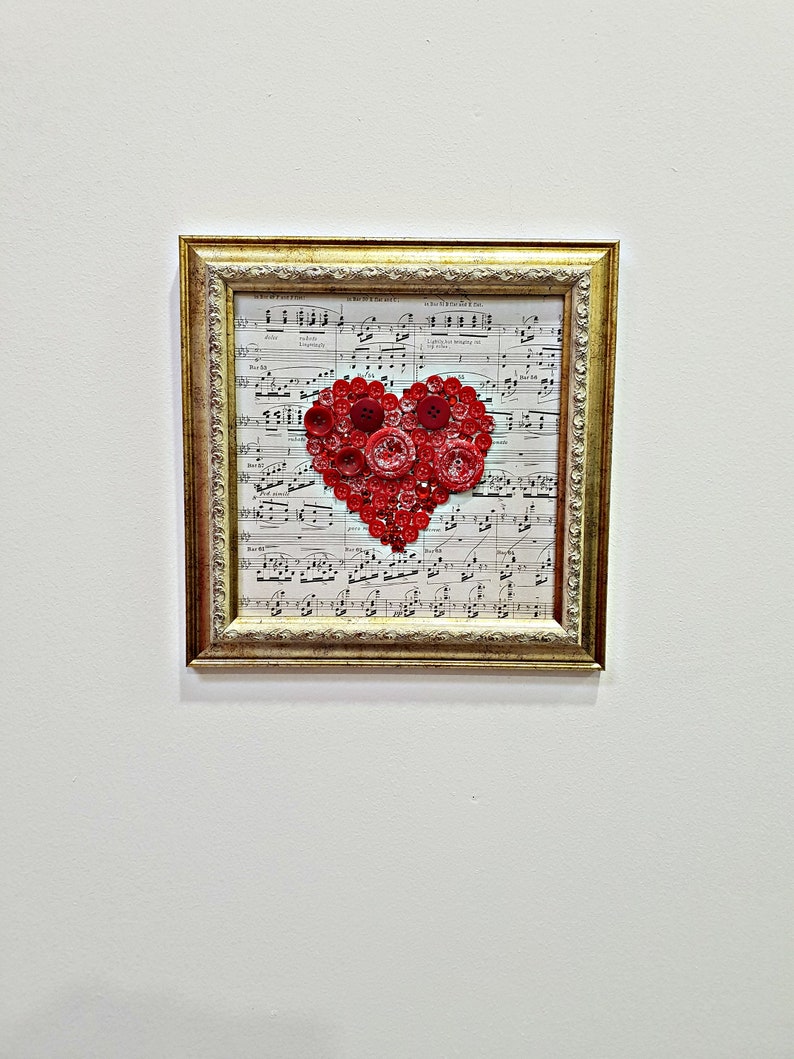 Notes Wall Hanging, Red Wall Decor, Heart Shaped Decor, Music Decor ...