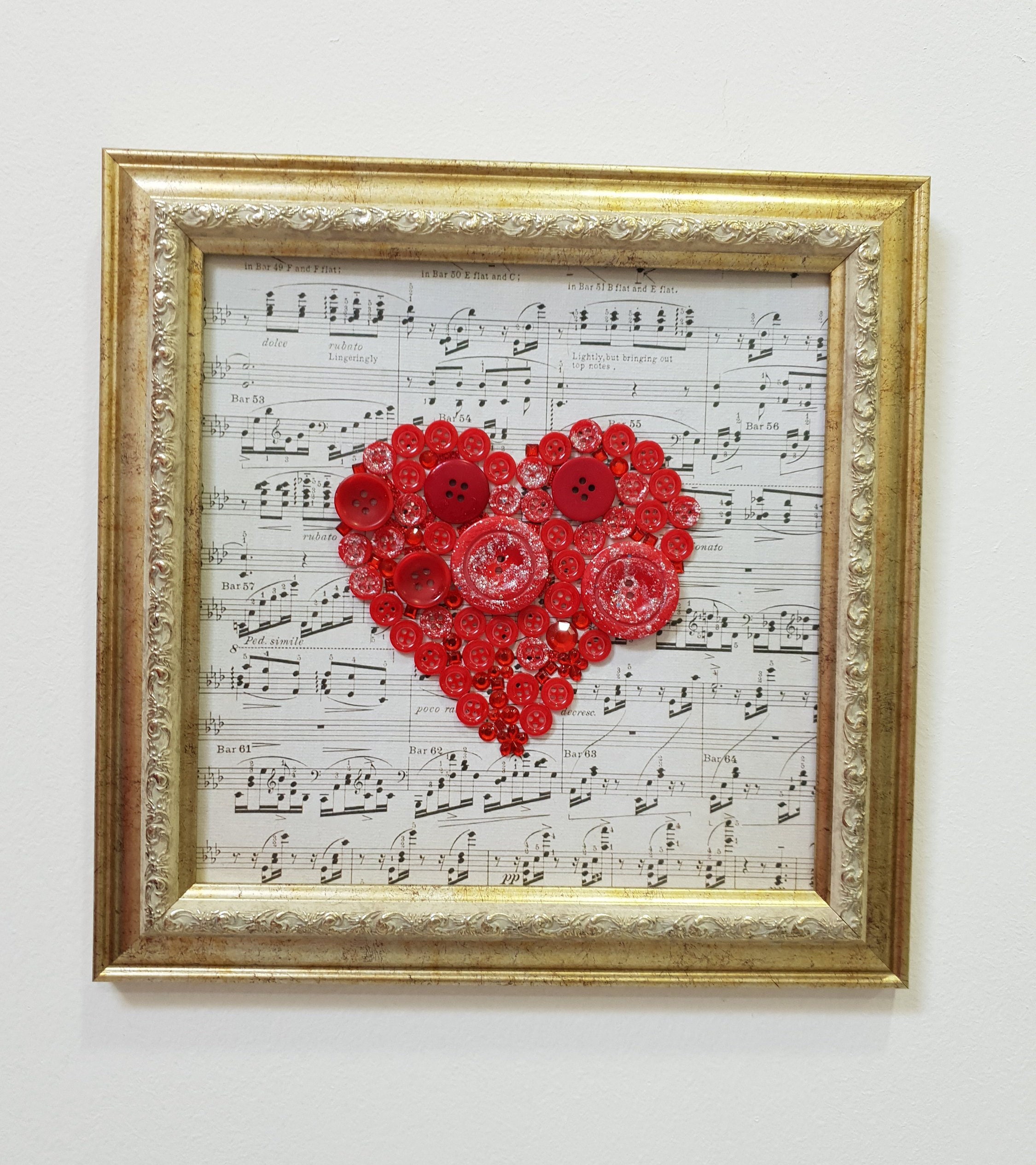 Notes Wall Hanging, Red Wall Decor, Heart Shaped Decor, Music Decor ...