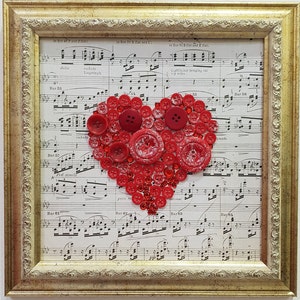 Notes Wall Hanging, Red Wall Decor, Heart Shaped Decor, Music Decor ...