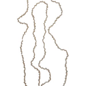 Long White Shell Bead Necklace: Vintage 1970s Boho Coastal Jewelry