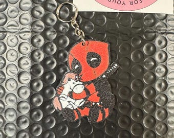 Deadpool Hugging Unicorn Keychain