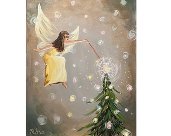 Solstice Fairy, Acrylic Painting On Canvas, Wall Art for Living Room, Bedroom, Office, Entryway, Child/Teen Room, or Bathroom