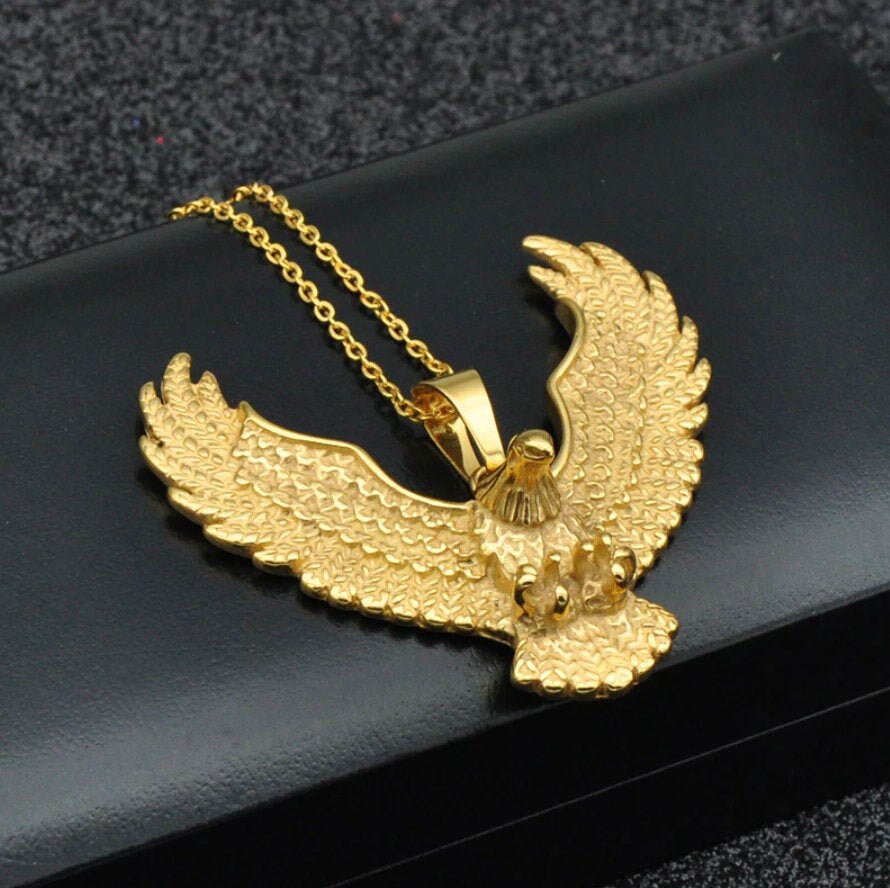 18k Gold Plated Hawk Pendant Necklace Eagle Wing Charm Etsy