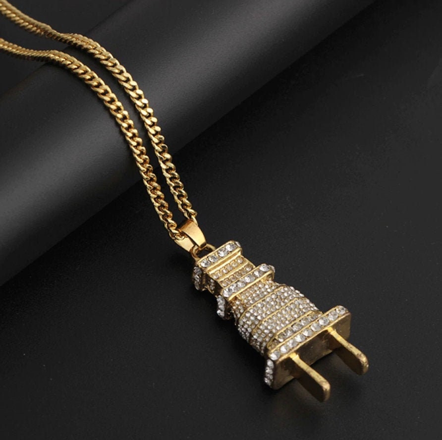 925 Sterling Silver Yellow Gold-Tone Iced Style Hip Hop Swag Bling Bubble Letter R Pendant with 18 1 Row Chain 925 Sterling Silver Yellow Gold-Tone Iced Style Hip Hop Swag Bling Bubble Letter R Pendant with 18 1 Row Chain