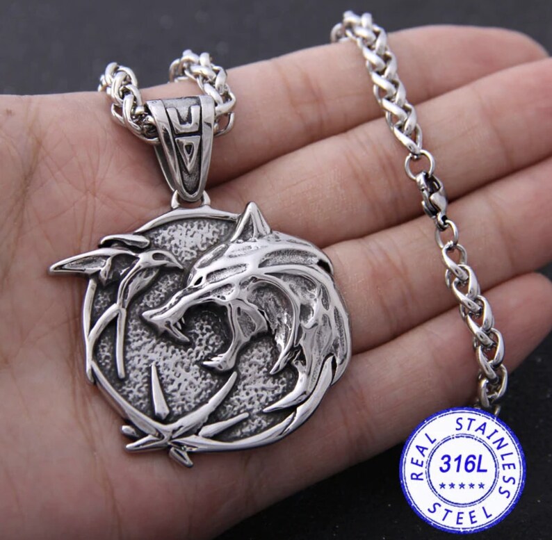 The Witcher Netflix White Wolf Pendant Silver | Etsy