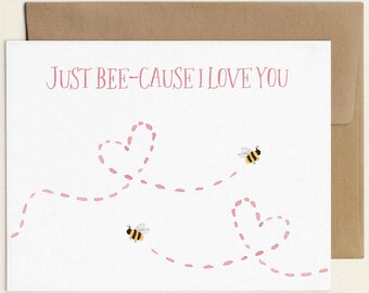 I Love You Anniversary Card, Bee Valentine's Card, Cute Cards for Girlfriend or Boyfriend, Sweet Card for Engagement, Cards for Spouse, Wife