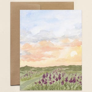 Cartes de correspondance prairie de fleurs sauvages, carte de voeux paysage aquarelle avec enveloppes, carte vierge pliée A2 papeterie de remerciement pour toute occasion
