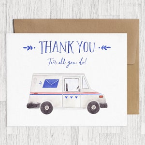 Carte de remerciement du facteur, cartes de remerciement des chauffeurs-livreurs USPS, cadeau carte de voeux de Noël pour les postiers avec enveloppes