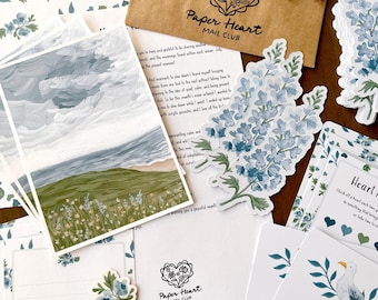CATCH UP - Snail Mail Print Club July Theme –   Monthly Art Print, Postcard, Sticker & Letter | Paper Heart Mail Club