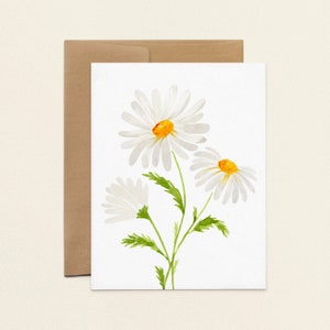 Ensemble de cartes marguerites, cartes de correspondance marguerites aquarelles, cartes de voeux fleurs vierges pliées A2, ensemble de papeterie de remerciement floral d'anniversaire