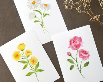 Watercolor Birth Month Flower Prints, Hand-Painted Birthday Flower Art, Floral Wall Art