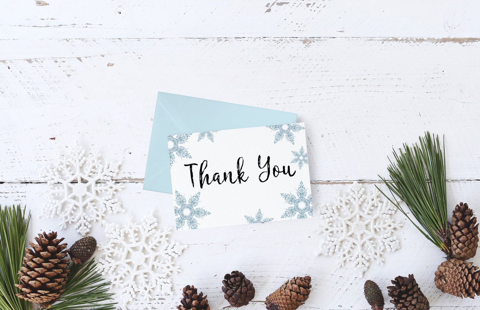 Snowflake Thank You Card Holiday Thank You Cards Printable Etsy