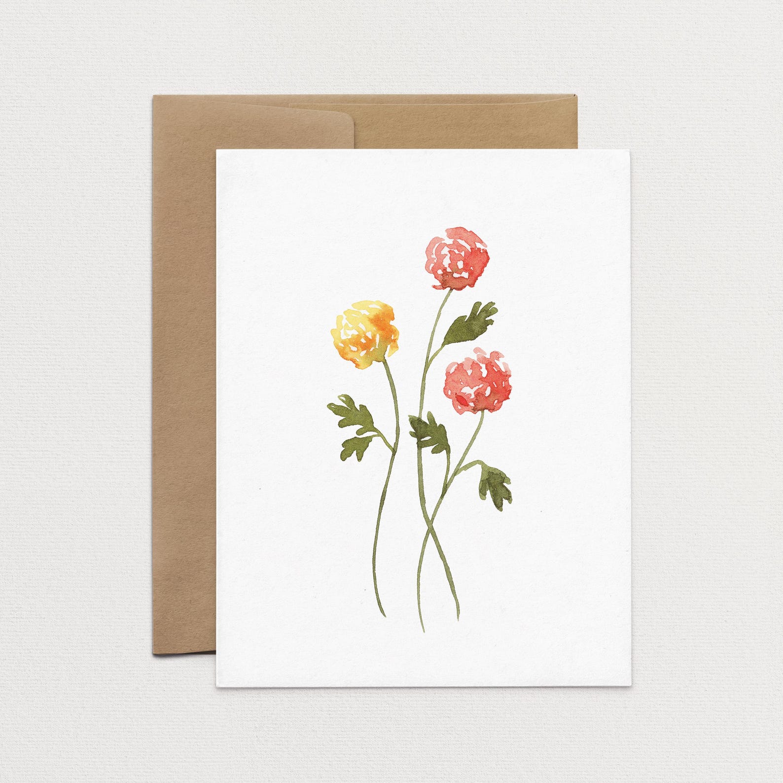 Wild Flower Cards, Watercolor Flowers Note Card Set, A2 Folded Blank ...