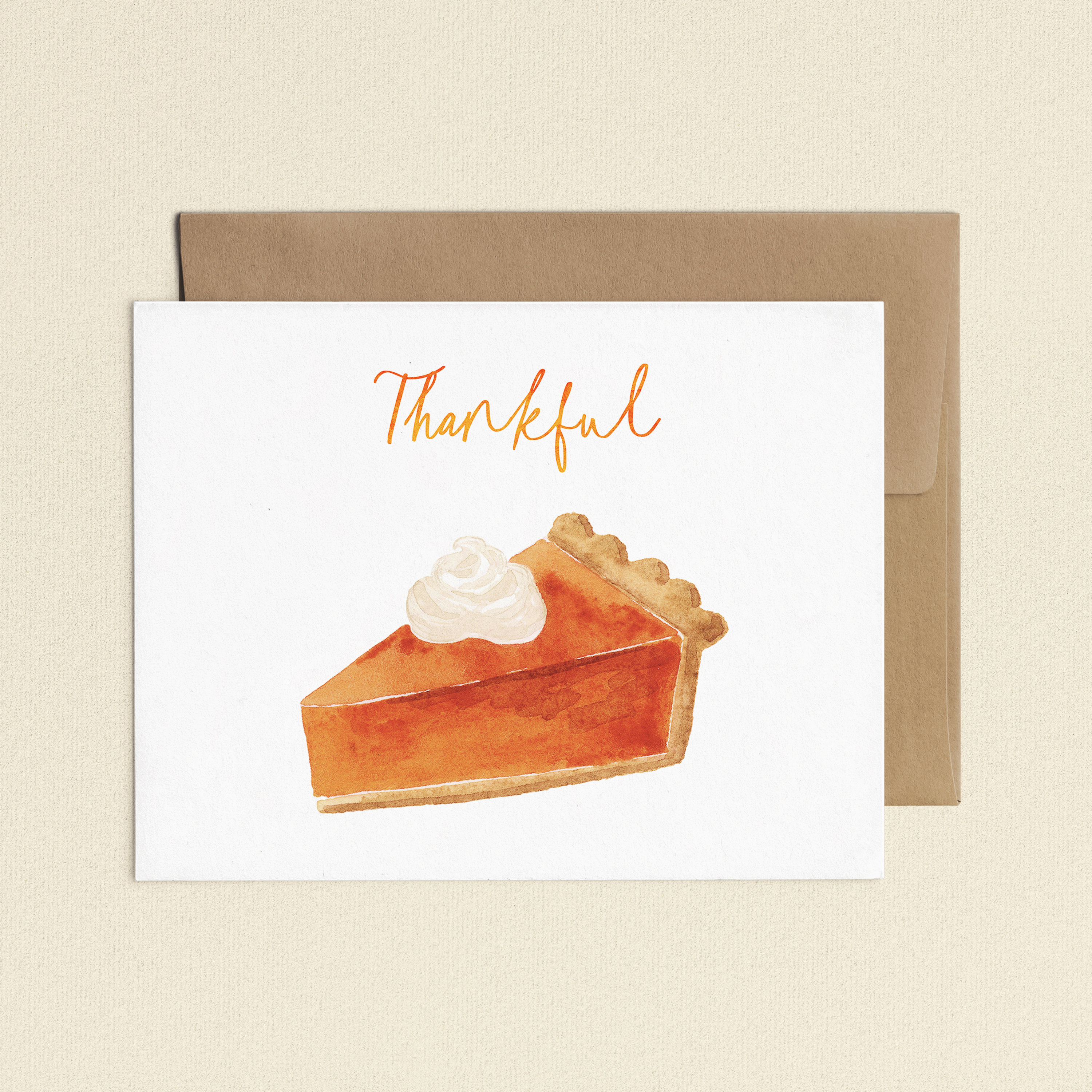 Pumpkin Pie Greeting Card, Thankful Card Set, Watercolor Fall ...