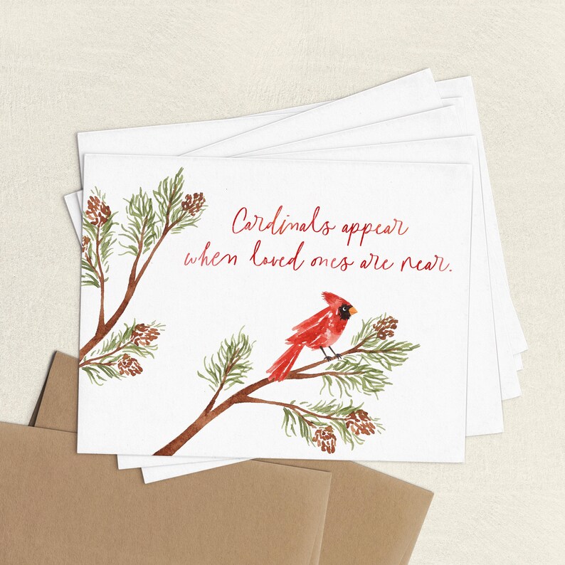 Cardinal Greeting Card, Sympathy Note Cards Set, Cardinals Appear When ...