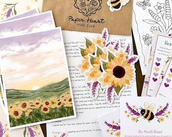 CATCH UP - Snail Mail Print Club August's Theme -  Monthly Art Print, Postcard, Sticker & Letter | Paper Heart Mail Club