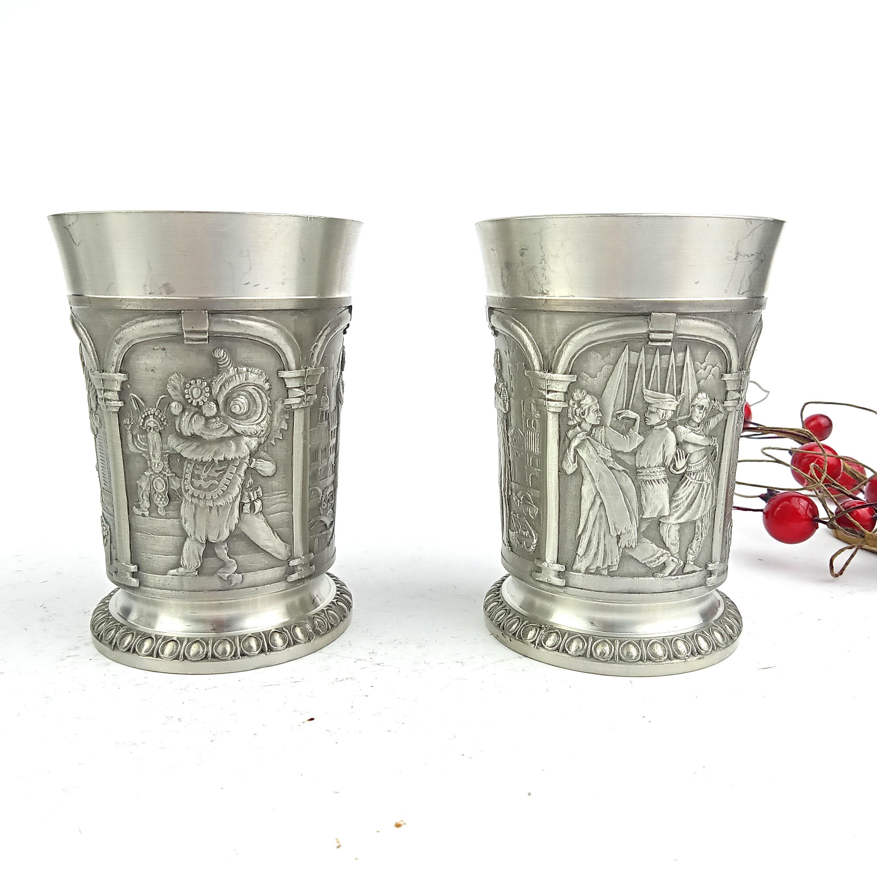Set of Four Metal Cups Made by Tumasek Pewter 97%, Singapore - Etsy