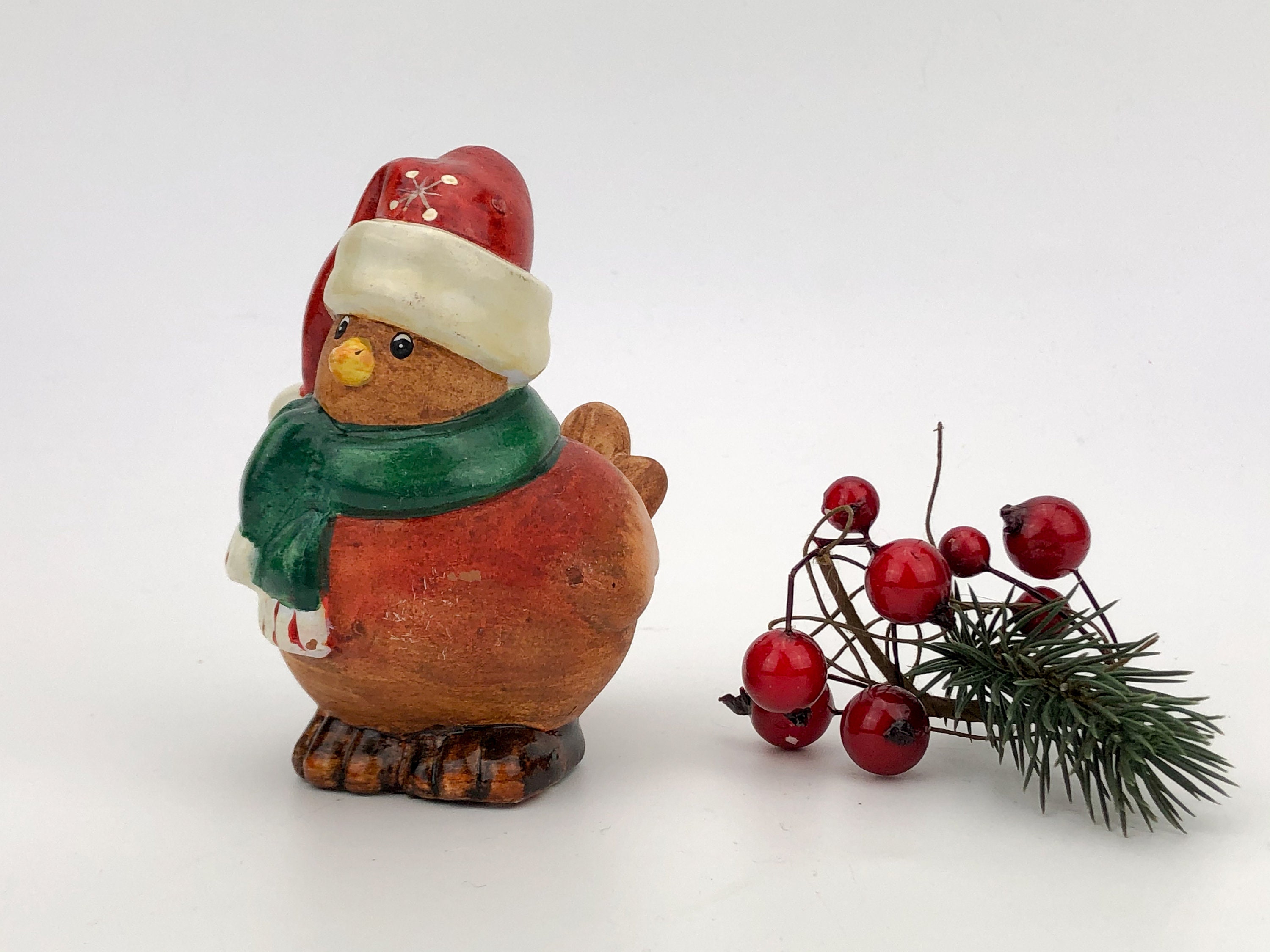 新年の帽子をかぶったオリジナルのクリスマス小鳥の置物 - Etsy 日本