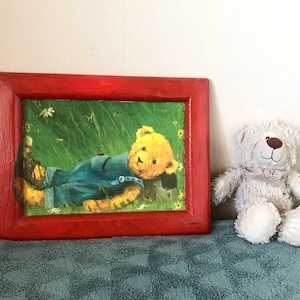 Vintage kids painting of teddy bear