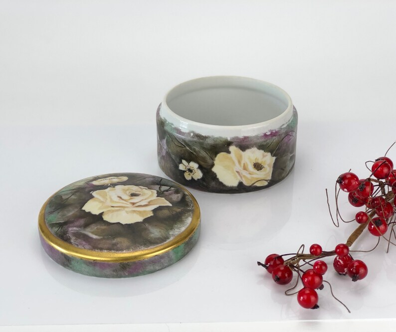 Porcelain vintage hand painted box made in Europe