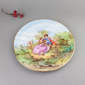 Large vintage wall decorative porcelain plate from France