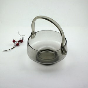 Gray glass vintage vase for sweets and fruits