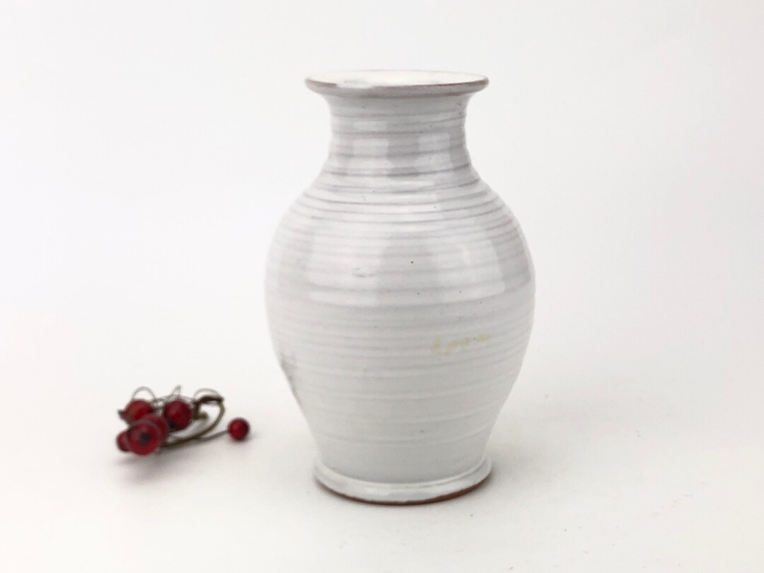 Classic Handmade Red Clay Vase Covered With White Enamel - Etsy
