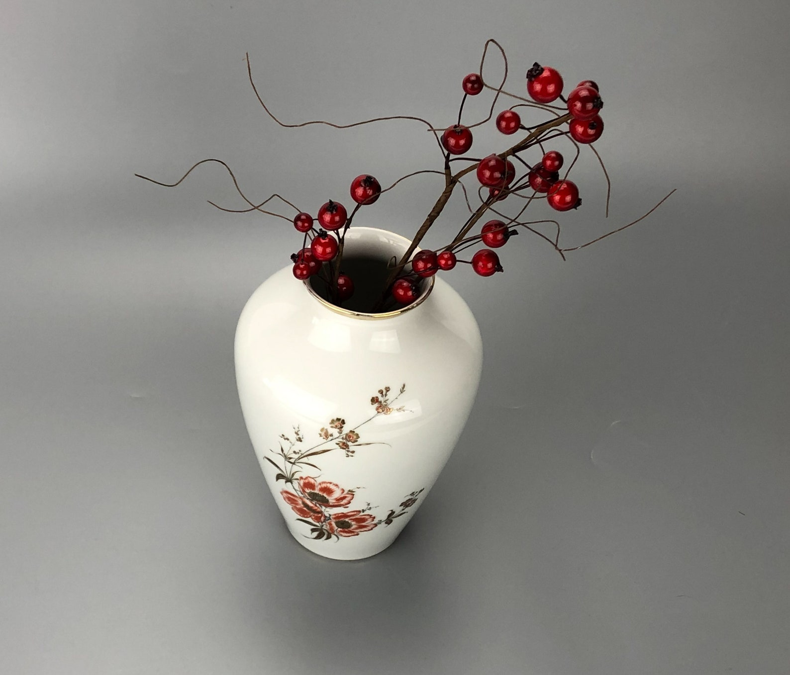 German Kaiser Flower Porcelain Vase Made in 20th Century Etsy