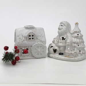 House and Santa figurine set of 2