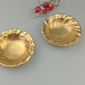 Vintage set for two metal brass saucer made in Europe
