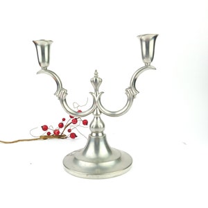 Vintage tin candlestick with 2 heads by Svensk tenn, Sweden
