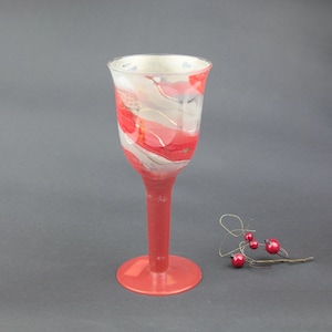 vintage red and white designer wine glass from Norway