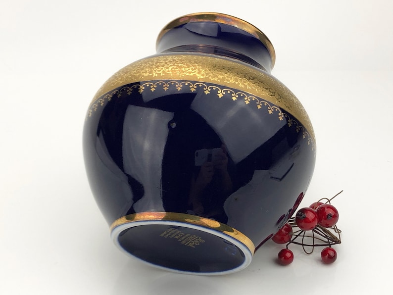 Retro Home Decor Cobalt Blue Vase Made by KPM Porzellan in Etsy