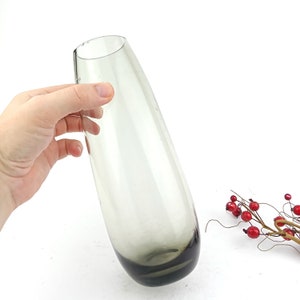 Vintage Gray smoky handmade glass vase from 20th century Europe