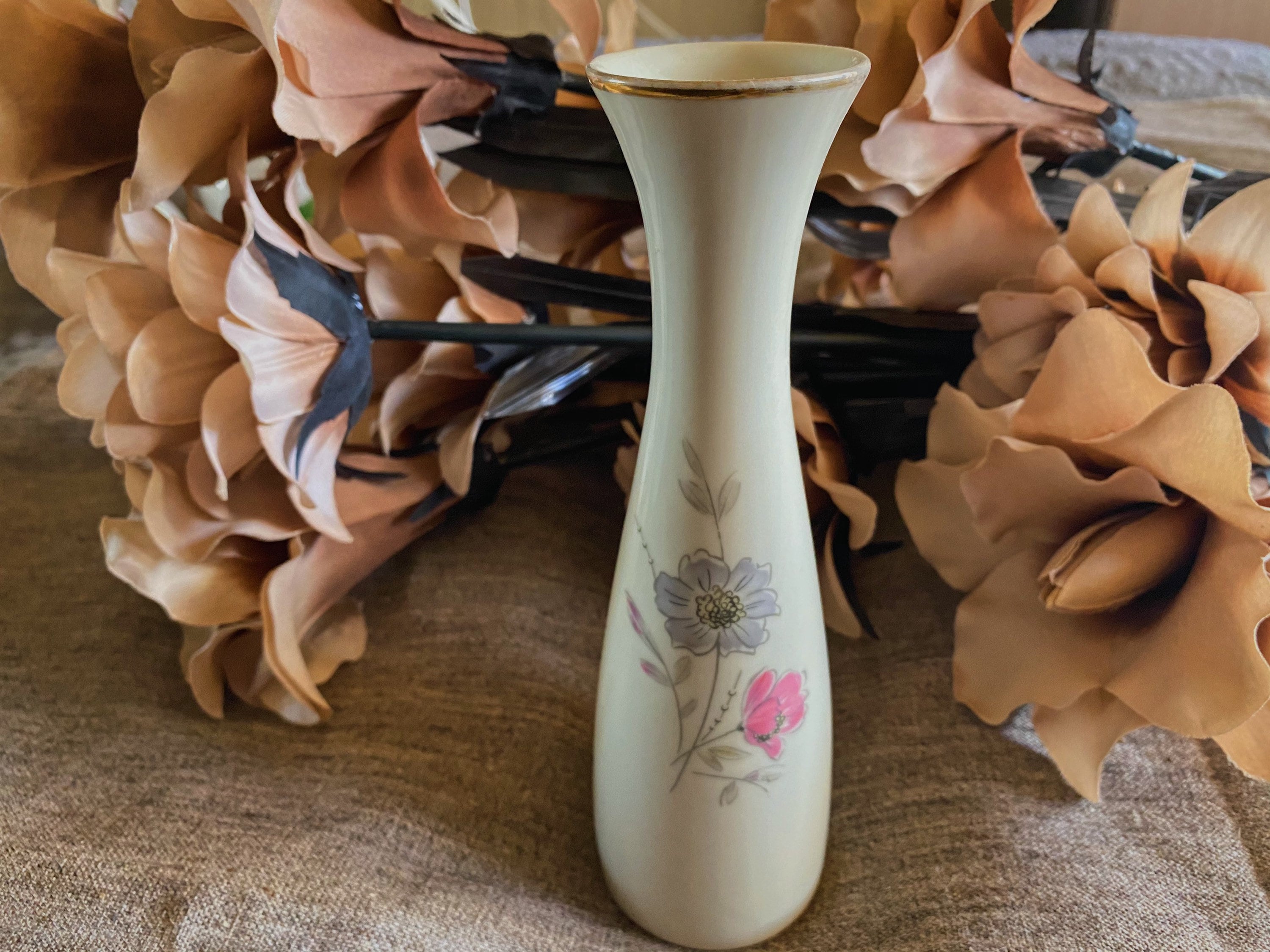 Creidlitz Bavaria Porcelain Vase With Flower Ornaments, Made in