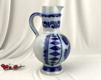 手作りの青い陶器の水差し - Etsy 日本
